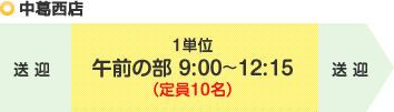 中葛西店【午前の部(1単位)】午前9時~午後12時15分 定員10名